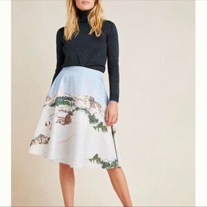 Corey Lynn Calter Scenic A-Line Skirt - Blue and White